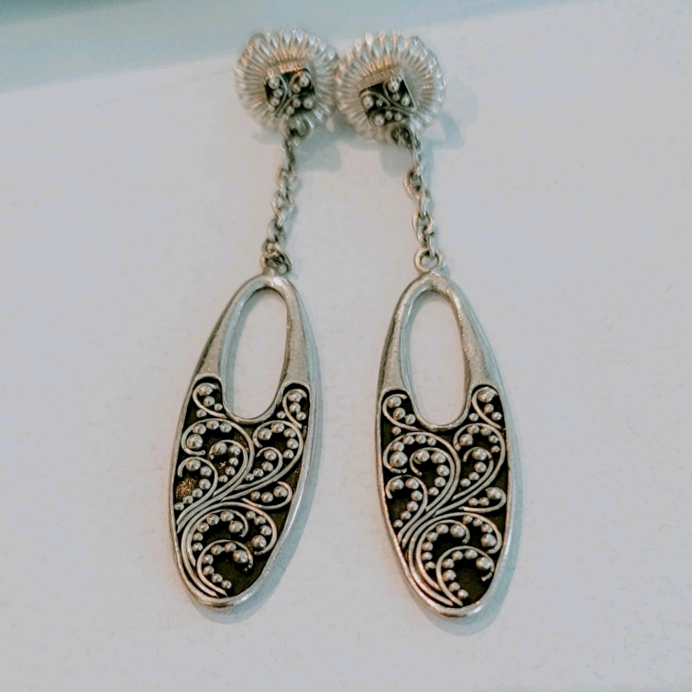 Lois Hill sterling silver drop earrings